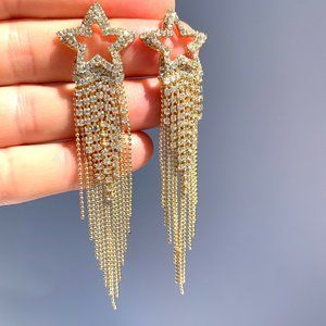 NEW~ Anthropologie Amber Sceats "Shooting Star" Long Crystal Tassel Earrings